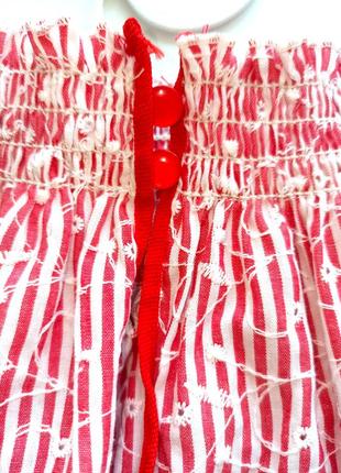 Топ-блуза to be too tf18445 красно-белая прошва с вышивкой хлопковая xxs-xs6 фото