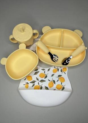 Сет ведмедиків силіконовий посуд дитячий посуд3 фото