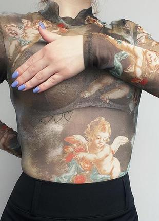 Прозрачный боди сеточкой reserved