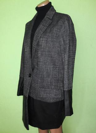 Стильное легкое пальто текстиль+ кожзам2 фото