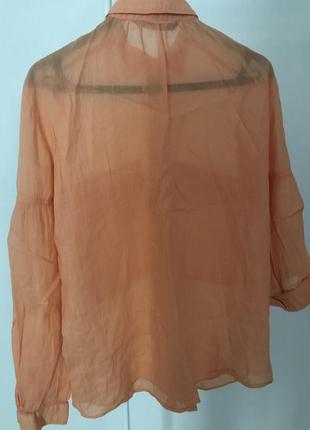 Натуральная рубашка zara рамие+коттон с объёмными карманами8 фото