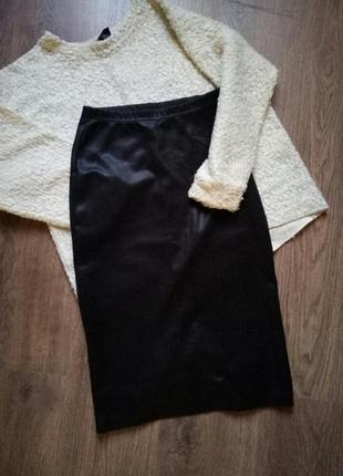 Черная юбка миди карандаш эффект под кожу размер с1 фото