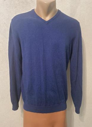 Свитер, пуловер с латками, синяя кофта