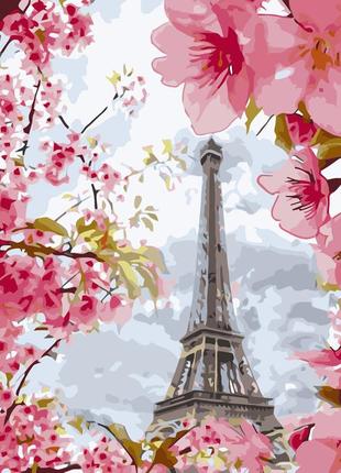 Картина за номерами strateg ейфелева вежа в рожевих квітах розміром 40х50 см (va-3612) «strateg» (va-3612)1 фото