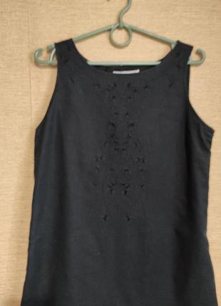 Чорна коротка льняна сукня плаття сарафан3 фото