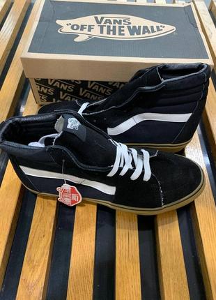 Кеды vans sk-8 old skool олд скул black/gum hi sk8 sk 8 высокие венс черные коричневая подошва