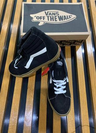 Кеди vans sk-8 old skool олд скул black/gum hi sk8 sk 8 високі венс чорні коричнева підошва2 фото