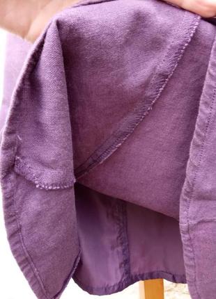 Красивая легкая льняная сиреневая юбка миди с поясом 🪻4 фото