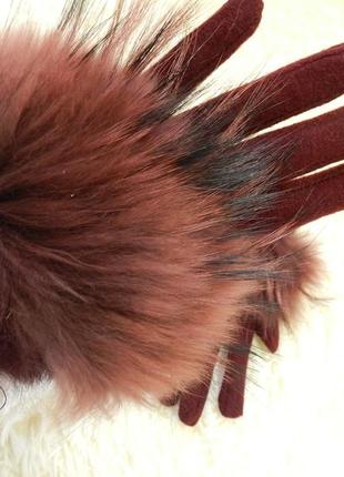 ✅ перчатки с натуральным мехом енот и кролик