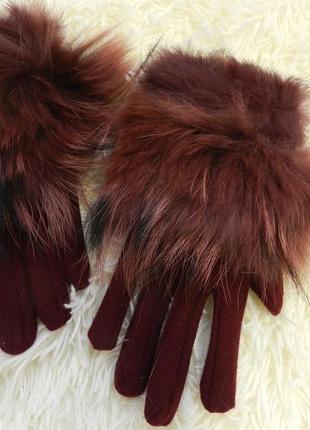 ✅ перчатки с натуральным мехом енот и кролик