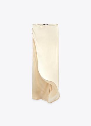 Шикарная сатиновая миди юбка zara с разрезами оригинал2 фото