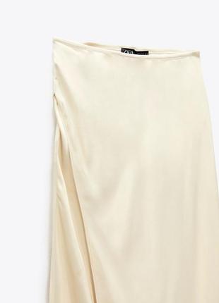 Шикарная сатиновая миди юбка zara с разрезами оригинал5 фото