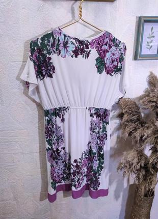 Платье туника, v-образный вырез, цветочный принт, м-ка5 фото