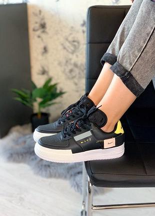 Женские кожаные чёрные кроссовки найк  nike n354