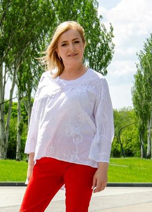 Легкая блузка. натуральный батист с прошвой. 🔻размеры 46 - 60