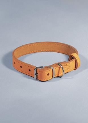 Ошейник кожаный  "весна"  ширина 18 мм, длина 28-36 см оранжевый