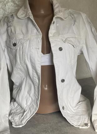 Джинсова куртка джинсовка біла2 фото