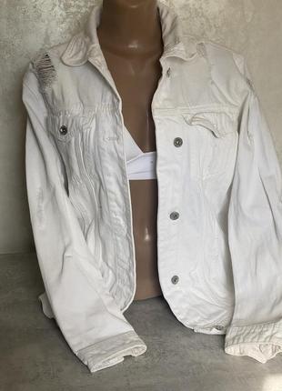 Джинсова куртка джинсовка біла7 фото
