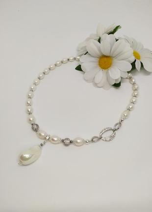 Кольє з прісноводних перлів з підвіскою shell pearl