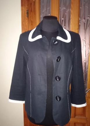 Пиджак 55% льна 45% вискоза насыщенный черный цвет