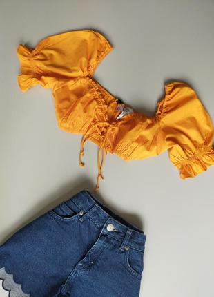 Divided h&m вкорочена блуза на зав'язках