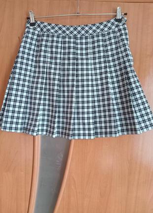 Юбка плиссе в клетку,тениска h&amp;m 2