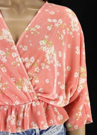 Оригинальная гофрированная блузка "asos" с цветочным принтом. размер uk10/eur38.6 фото