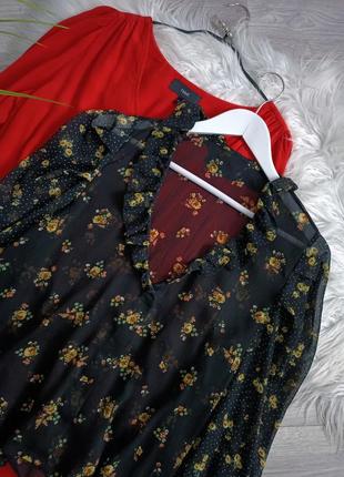 Контранная блузка в цветочный принт zara4 фото