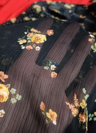 Контранная блузка в цветочный принт zara6 фото