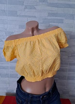 Топ _ кроп топ _ прошва _ шитьё _ блуза h&m размер s