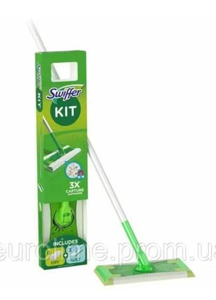 Швабра для сухого та вологого прибирання swiffer + 8 серветок для збирання пилу + 3 серветки для вологого прибирання3 фото