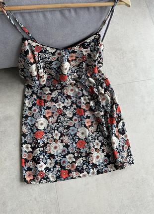 Яркое платье короткое в цветочный принт george 40 размер l3 фото