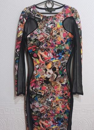 Яркое оригигальное платье с мультяшным принтом parisians4 фото