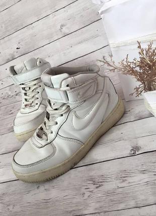 Зимние высокие кроссовки ботинки nike air force winter 1 найк аэр форс 1 белые из натуральной кожи