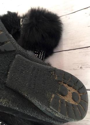 Кожаные низкие зимние сапоги, получёбитки ботинки с мехом кролика vera gomma нат кожа2 фото