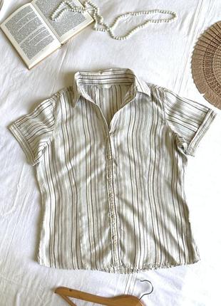 Удобная полосатая рубашка из натурального льна