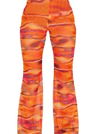 Женские широкие оранжевые пляжные брюки с принтом "заход солнца" prettylittlething xs8 фото