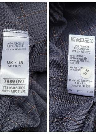 Новые marks &amp; spencer classic m&amp;s размер 18 l-xl женские классические брюки брюки в клетку на резинке синие9 фото