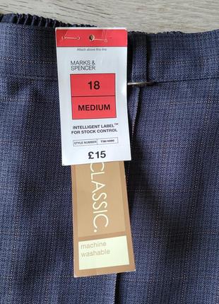 Нові marks & spencer classic m&s розмір 18 l-xl жіночі класичні брюки штани в клітку на резинці сині8 фото