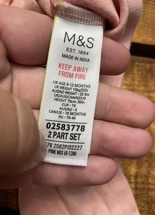 Детские хлопковые лосины с оборками marks&spencer (маркс и спенсер 9-12 мес 74-80 см идеал оригинал розовые)5 фото