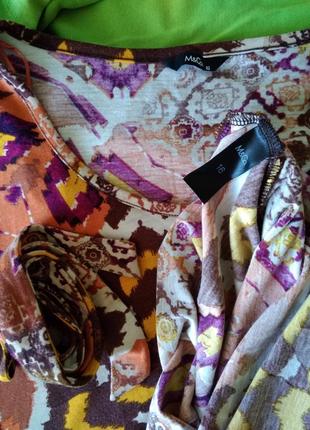 Р 16 / 50-52 очаровательная блуза блузка туника махаон в пестрый принт с поясом m&co9 фото