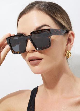 Окуляри очки uv400 коричневі лео темні великі крупні сонцезахисні стильні модні нові
