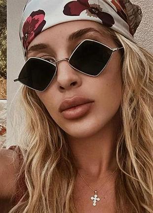 Окуляри 💎 очки uv400 ромби чорні темні сонцезахисні стильні модні нові