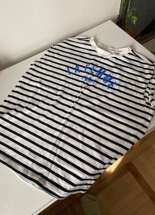 Топ футболка тельняшка черно белая