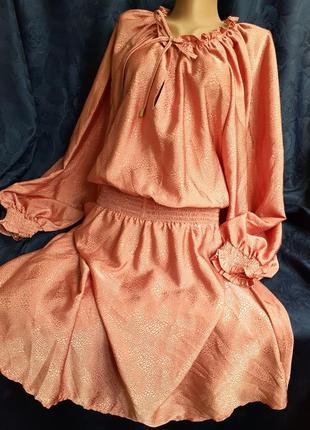 Женственное платье 🍑 легкое шелковое воздушное большой размер с рукавами на резинках фонарики коктельное нарядное торжественное2 фото