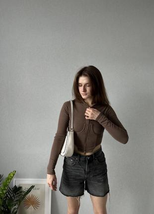 Кофта женская кофточка коричневая бюстье топ3 фото