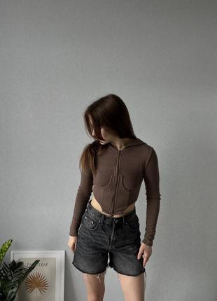 Кофта женская кофточка коричневая бюстье топ5 фото