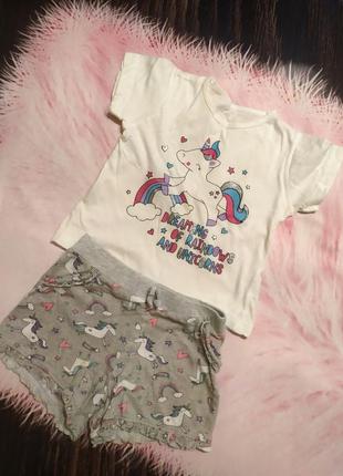 Комплект шорты и футболка единорожка 🦄 единорог primark