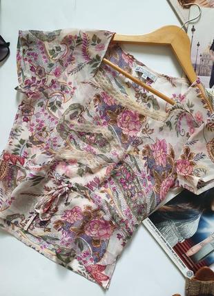 Легкая летняя блуза в цветы authentic размер s.2 фото