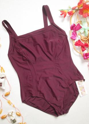 Шикарный бордовый слитный купальник батал slendos 🌺💛🌺